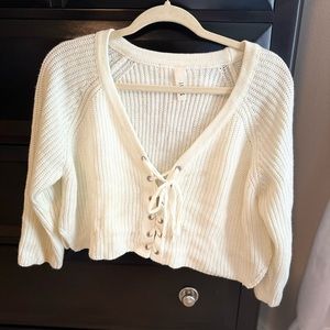 Cropped white sweater